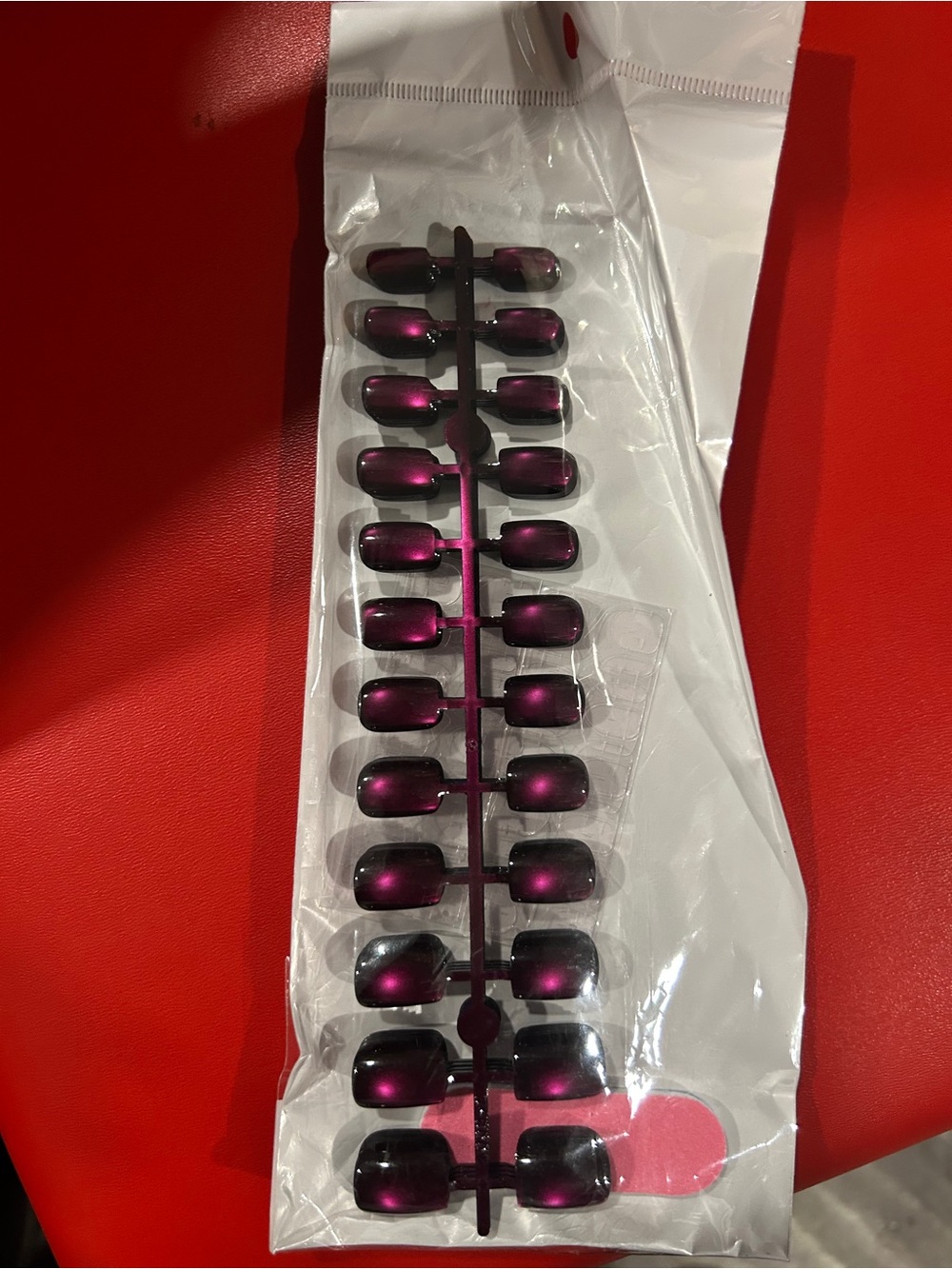 Cat Eye Magenta Ombre Press-On Nail Set - 96 pieces with stick ons Unbranded